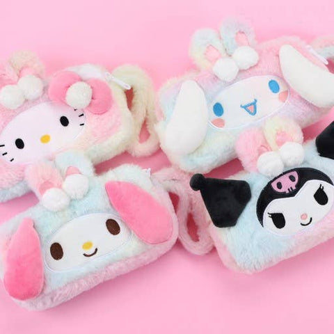Sanrio Fluffy Gradation Double Multi Pouch, Pencil Case