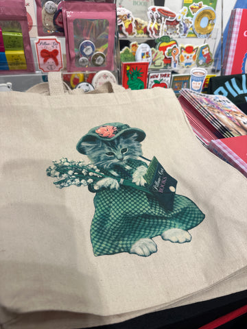 Pillow-Cat BOOKS vintage cats Tote