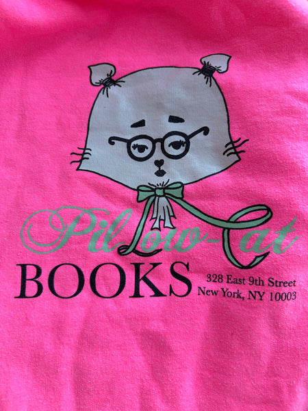Neon pink Pillow-Cat Books classic Crewneck