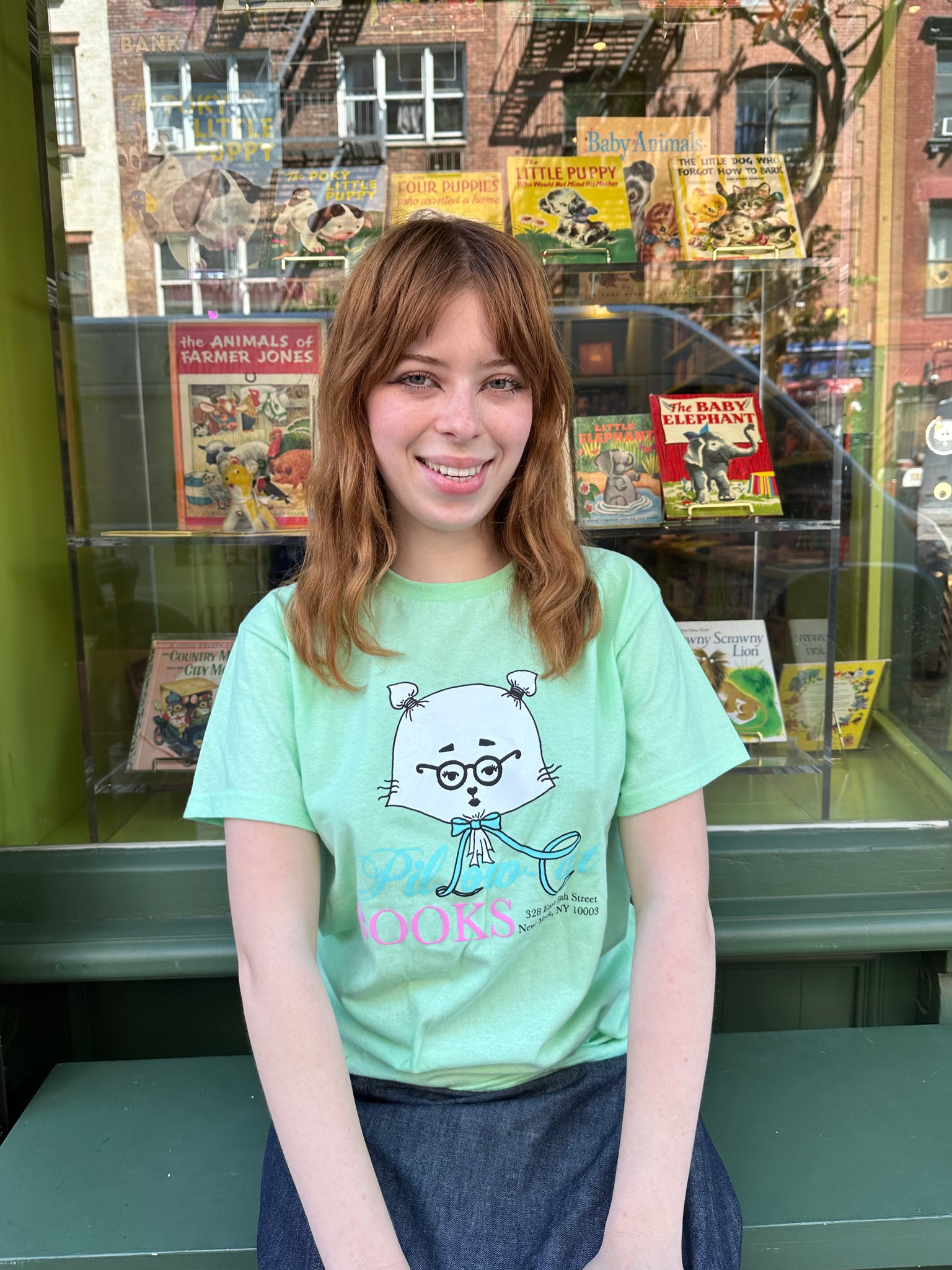 Mint Green Pillow-Cat T-Shirt